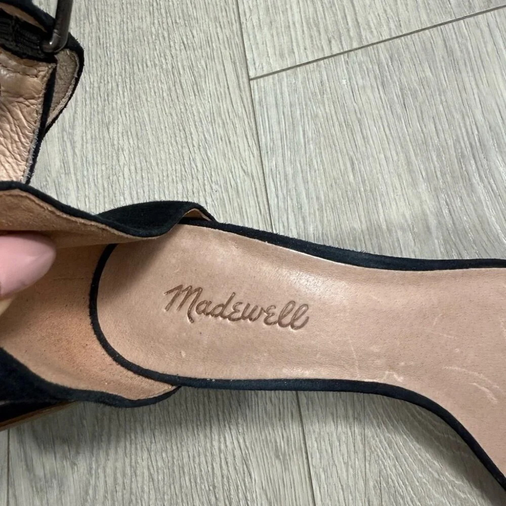 Madewell Regina Claudia Black Suede Heels Open Toe Sandals - Picture 7 of 9